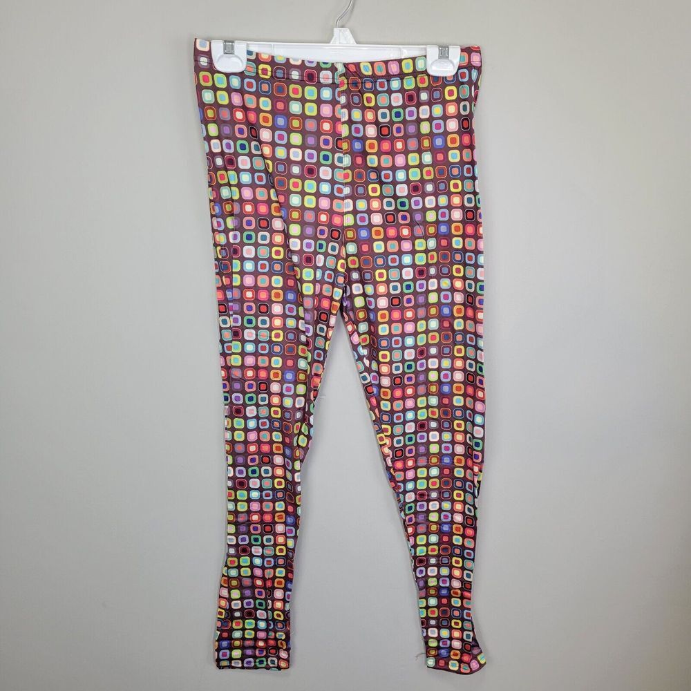 Squares In Squares Polyester Spandex Ankle Leggings Plus Size One‎ Size Fits All